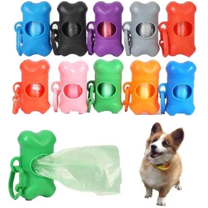 Poop Bag Dispenser - ที่ใส่ถุงเก็บมูลสัตว์เลี้ยงแบบใช้แล้วทิ้ง รูปทรงกระดูก 1/3 ชิ้น กล่องใส่ถุงขยะพลาสติก ที่เก็บถุงขยะ