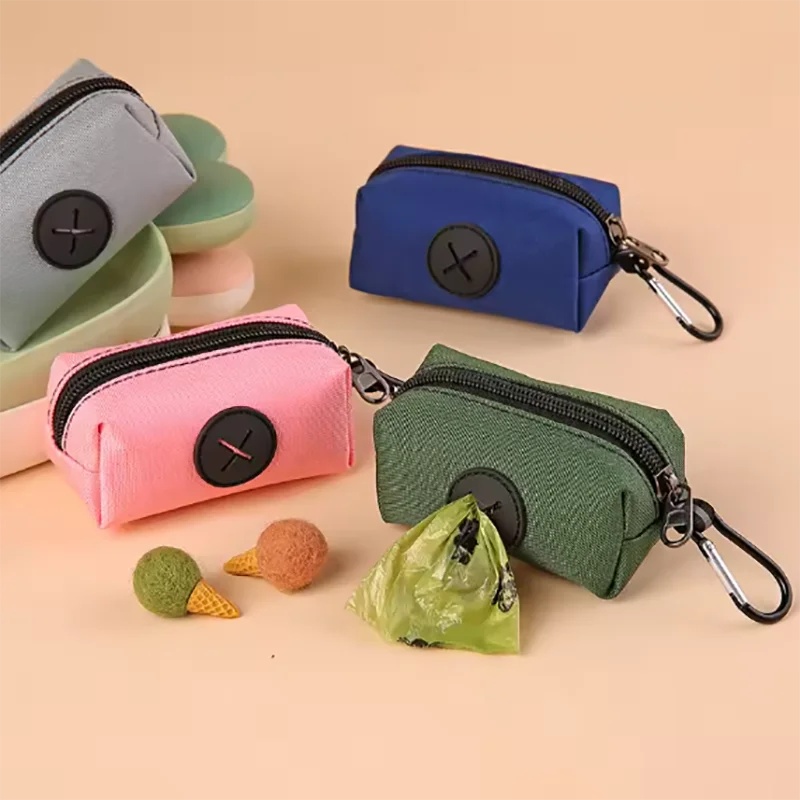 Poop Bag Dispenser - ที่ใส่ถุงเก็บอุจจาระสุนัขแบบผ้าแคนวาส, ที่จ่ายถุงเก็บขยะสัตว์เลี้ยงสำหรับใช้งานกลางแจ้งพร้อมคลิปคาราบิเนอร์, กระเป๋าเก็บขยะสัตว์เลี้ยง