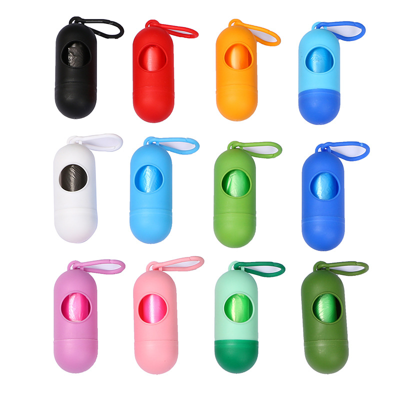 Poop Bag Dispenser - ถุงขยะสัตว์เลี้ยงแบบพกพากล่องใส่ขยะรูปทรงกระสุนสำหรับแมวสุนัขเซ็กทำความสะอาดกระเป๋าด้านนอกเดินได้