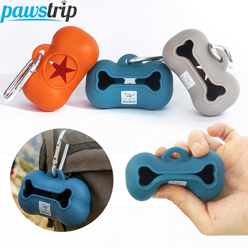 Poop Bag Dispenser - ที่เก็บถุงเก็บอุจจาระสุนัขแบบซิลิโคน ทนทาน พกพาสะดวก พร้อมถุงเก็บอุจจาระ 1 ม้วน